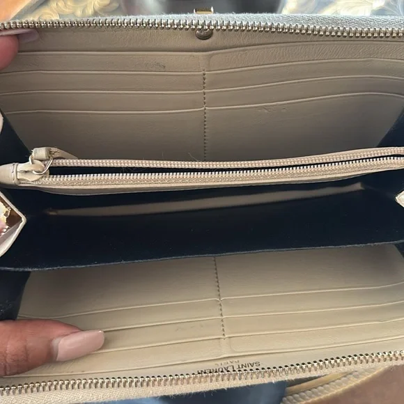 Saint Laurent Beige Leather ‘Y’ Zip-Around Continental Wallet Full Inclusion